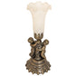 Meyda Lighting White Tiffany Pond Lily 13" Antique Brass Twin Cherub Table Lamp With White Shade Glass