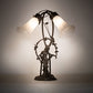 Meyda Lighting White Tiffany Pond Lily 17" 2-Light Mahogany Bronze Trellis Girl Table Lamp With White Shade Glass