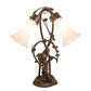 Meyda Lighting White Tiffany Pond Lily 17" 2-Light Mahogany Bronze Trellis Girl Table Lamp With White Shade Glass