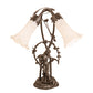 Meyda Lighting White Tiffany Pond Lily 17" 2-Light Mahogany Bronze Trellis Girl Table Lamp With White Shade Glass