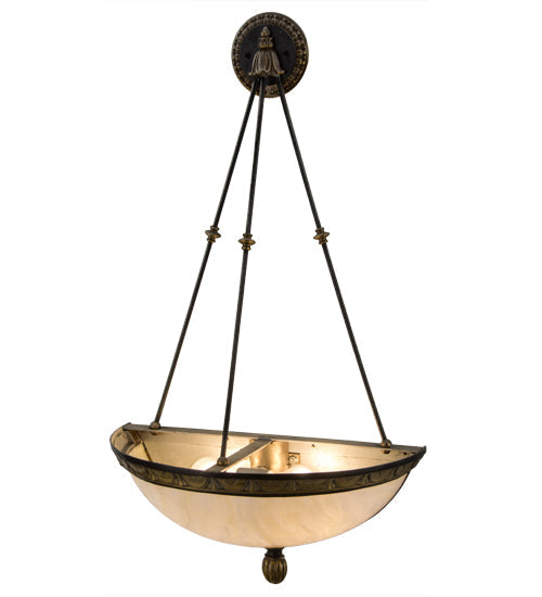 Meyda Lighting Whitesboro Middle School Auditorium 20" 2-Light Gold & Black Wall Sconce With Creme Carrare Shade Glass