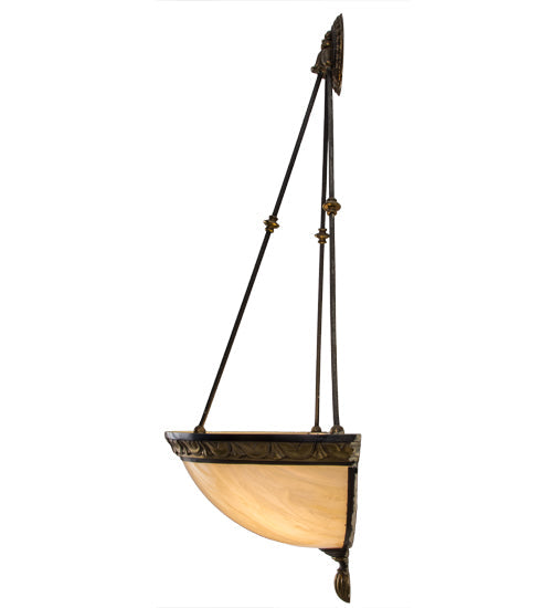 Meyda Lighting Whitesboro Middle School Auditorium 20" 2-Light Gold & Black Wall Sconce With Creme Carrare Shade Glass