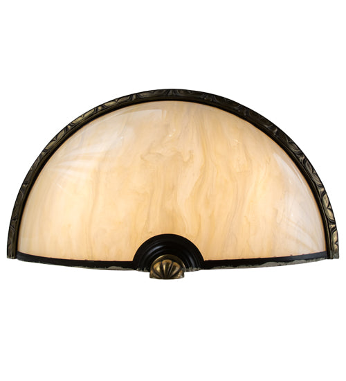 Meyda Lighting Whitesboro Middle School Auditorium 20" 2-Light Gold & Black Wall Sconce With Creme Carrare Shade Glass