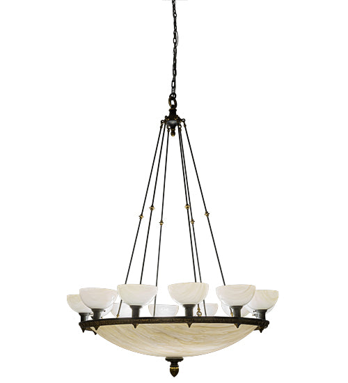 Meyda Lighting Whitesboro Middle School Auditorium 55" 24-Light Black Chandelier With White & Cream Idalight Shade