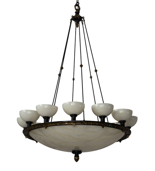 Meyda Lighting Whitesboro Middle School Auditorium 55" 24-Light Black Chandelier With White & Cream Idalight Shade