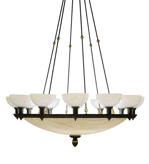 Meyda Lighting Whitesboro Middle School Auditorium 55" 24-Light Black Chandelier With White & Cream Idalight Shade