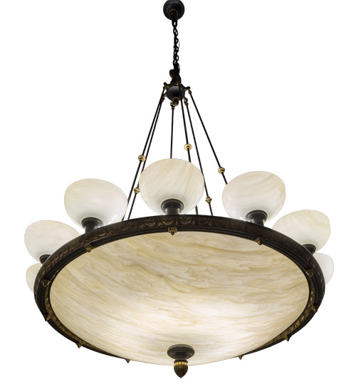 Meyda Lighting Whitesboro Middle School Auditorium 55" 24-Light Black Chandelier With White & Cream Idalight Shade