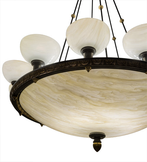 Meyda Lighting Whitesboro Middle School Auditorium 55" 24-Light Black Chandelier With White & Cream Idalight Shade