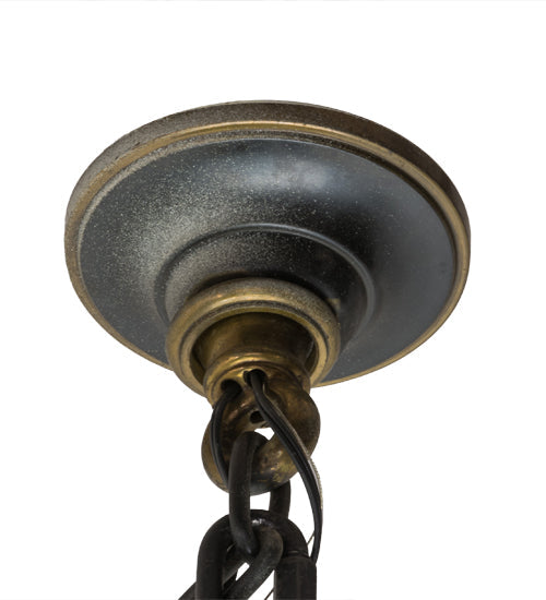 Meyda Lighting Whitesboro Middle School Auditorium 55" 24-Light Black Chandelier With White & Cream Idalight Shade
