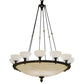 Meyda Lighting Whitesboro Middle School Auditorium 55" 24-Light Black Chandelier With White & Cream Idalight Shade