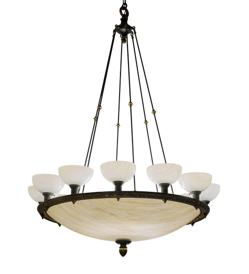 Meyda Lighting Whitesboro Middle School Auditorium 55" 24-Light Black Chandelier With White & Cream Idalight Shade