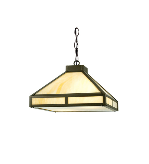 Meyda Lighting Whitewing 18" 2-Light Timeless Bronze Prime Pendant Light With Beige Art Shade Glass