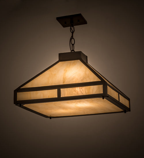 Meyda Lighting Whitewing 18-25" 2-Light Timeless Bronze Prime Pendant Light With Sahara Taupe Idalight Shade Glass
