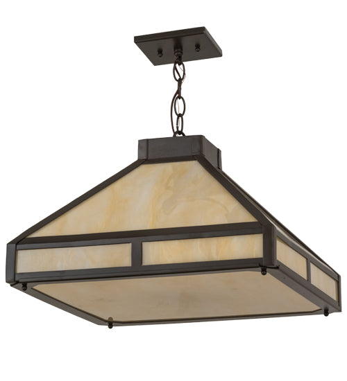 Meyda Lighting Whitewing 18-25" 2-Light Timeless Bronze Prime Pendant Light With Sahara Taupe Idalight Shade Glass