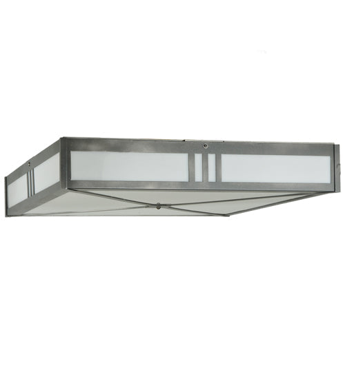 Meyda Lighting Whitewing 249975 36"Sq 4-Light Blackened Pewter Flush Mount Light With White Statuario Idalight Shade
