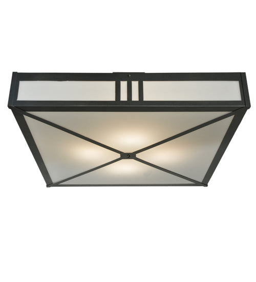 Meyda Lighting Whitewing 249975 36"Sq 4-Light Blackened Pewter Flush Mount Light With White Statuario Idalight Shade