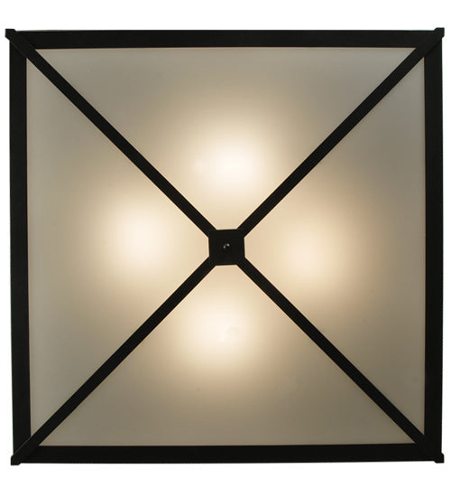 Meyda Lighting Whitewing 249975 36"Sq 4-Light Blackened Pewter Flush Mount Light With White Statuario Idalight Shade