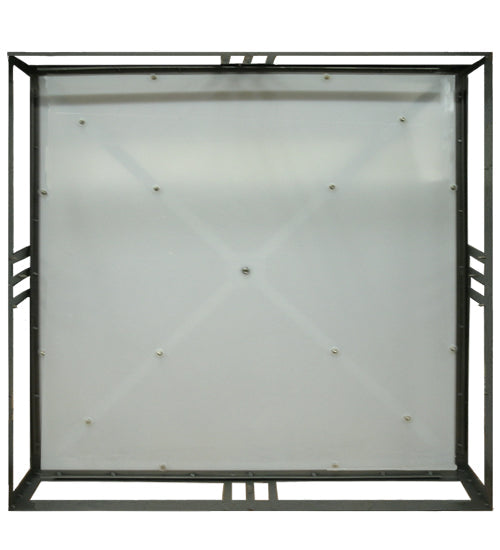 Meyda Lighting Whitewing 249975 36"Sq 4-Light Blackened Pewter Flush Mount Light With White Statuario Idalight Shade