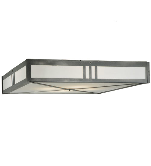 Meyda Lighting Whitewing 249975 36"Sq 4-Light Blackened Pewter Flush Mount Light With White Statuario Idalight Shade
