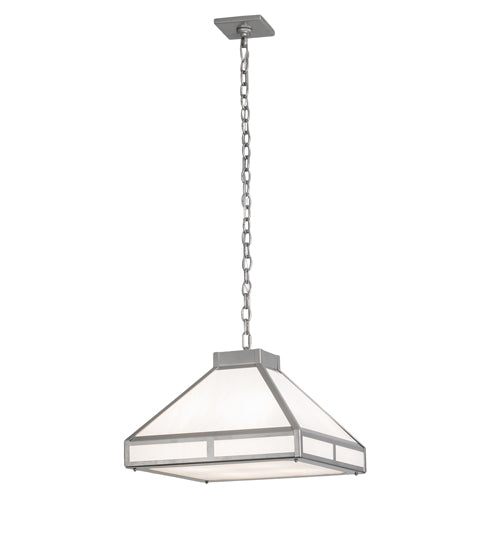 Meyda Lighting Whitewing 25" 4-Light Nickel Prime Pendant Light With White Art Shade Glass