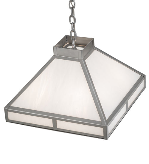 Meyda Lighting Whitewing 25" 4-Light Nickel Prime Pendant Light With White Art Shade Glass