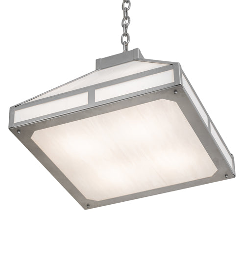 Meyda Lighting Whitewing 25" 4-Light Nickel Prime Pendant Light With White Art Shade Glass