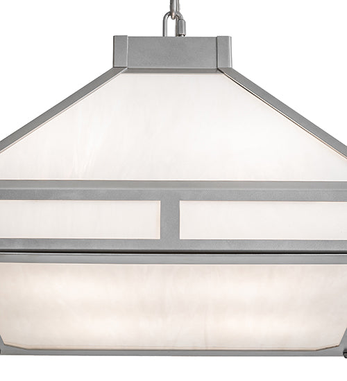 Meyda Lighting Whitewing 25" 4-Light Nickel Prime Pendant Light With White Art Shade Glass