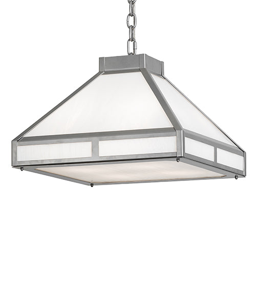 Meyda Lighting Whitewing 25" 4-Light Nickel Prime Pendant Light With White Art Shade Glass