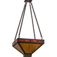 Meyda Lighting Whitewing 26" 2-Light Oil Rubbed Bronze Inverted Pendant Light With Ruby & Amber Shade Glass