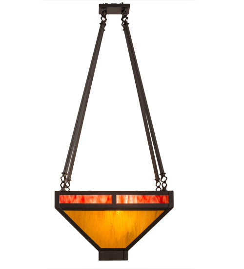 Meyda Lighting Whitewing 26" 2-Light Oil Rubbed Bronze Inverted Pendant Light With Ruby & Amber Shade Glass