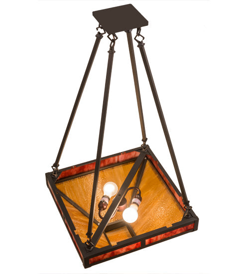Meyda Lighting Whitewing 26" 2-Light Oil Rubbed Bronze Inverted Pendant Light With Ruby & Amber Shade Glass
