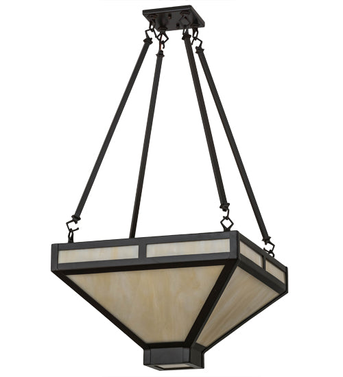 Meyda Lighting Whitewing 26" 2-Light Timeless Bronze Inverted Pendant Light With Sahara Taupe Idalight Shade Glass