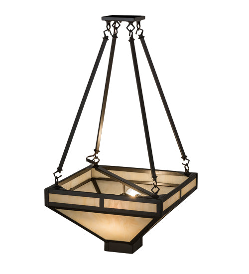 Meyda Lighting Whitewing 26" 2-Light Timeless Bronze Inverted Pendant Light With Sahara Taupe Idalight Shade Glass