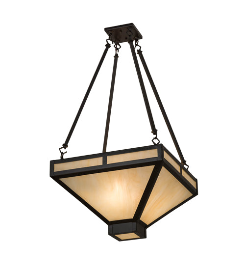 Meyda Lighting Whitewing 26" 2-Light Timeless Bronze Inverted Pendant Light With Sahara Taupe Idalight Shade Glass