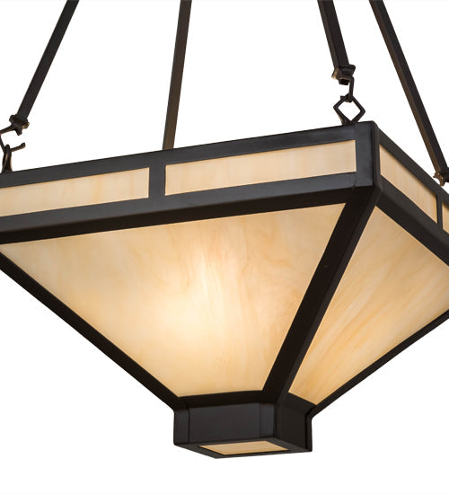 Meyda Lighting Whitewing 26" 2-Light Timeless Bronze Inverted Pendant Light With Sahara Taupe Idalight Shade Glass