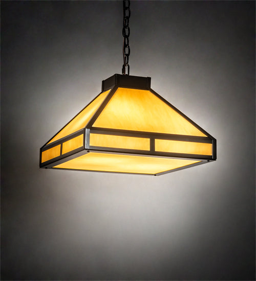 Meyda Lighting Whitewing 26" 2-Light Timeless Bronze Prime Pendant Light With Amber Tawnyrock Idalight Shade