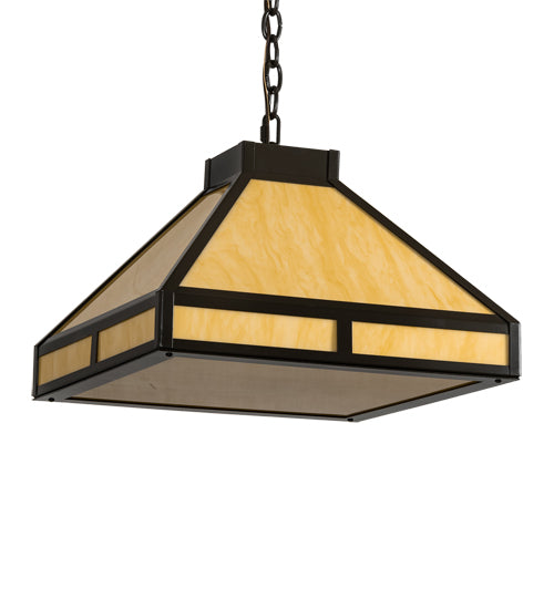 Meyda Lighting Whitewing 26" 2-Light Timeless Bronze Prime Pendant Light With Amber Tawnyrock Idalight Shade