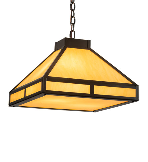 Meyda Lighting Whitewing 26" 2-Light Timeless Bronze Prime Pendant Light With Amber Tawnyrock Idalight Shade