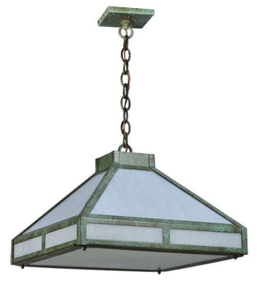 Meyda Lighting Whitewing 26" 4-Light Tarnished Copper Prime Pendant Light With White Art Shade Glass