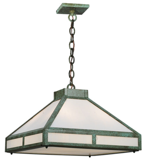 Meyda Lighting Whitewing 26" 4-Light Tarnished Copper Prime Pendant Light With White Art Shade Glass