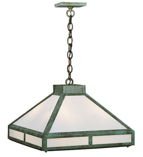 Meyda Lighting Whitewing 26" 4-Light Tarnished Copper Prime Pendant Light With White Art Shade Glass
