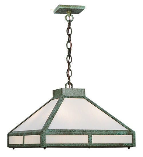 Meyda Lighting Whitewing 26" 4-Light Tarnished Copper Prime Pendant Light With White Art Shade Glass