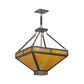 Meyda Lighting Whitewing 26" 4-Light Timeless Bronze Inverted Pendant Light With Amber Shade Glass