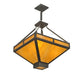 Meyda Lighting Whitewing 26" 4-Light Timeless Bronze Inverted Pendant Light With Amber Shade Glass