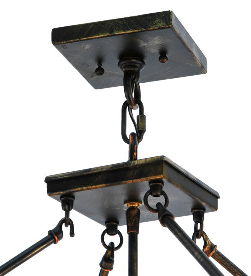 Meyda Lighting Whitewing 36" 4-Light Antique Black Inverted Pendant Light With Beige Iridescent Shade Glass