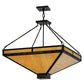 Meyda Lighting Whitewing 36" 4-Light Antique Black Inverted Pendant Light With Beige Iridescent Shade Glass