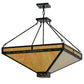 Meyda Lighting Whitewing 36" 4-Light Antique Black Inverted Pendant Light With Beige Iridescent Shade Glass