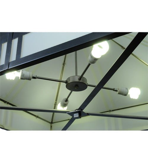 Meyda Lighting Whitewing 36" 4-Light Gray Flush Mount Light With White Shade Glass