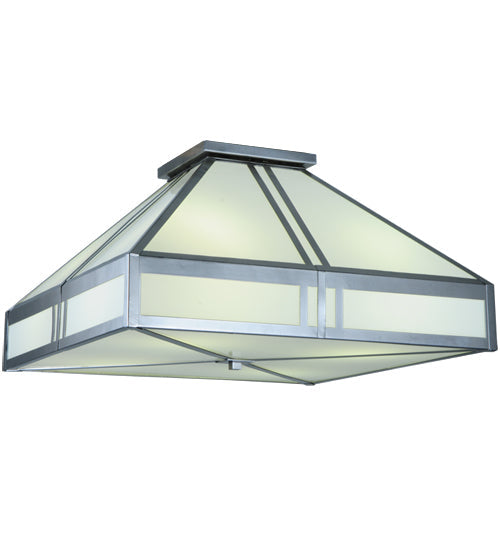 Meyda Lighting Whitewing 36" 4-Light Gray Flush Mount Light With White Shade Glass