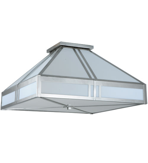 Meyda Lighting Whitewing 36" 4-Light Gray Flush Mount Light With White Shade Glass
